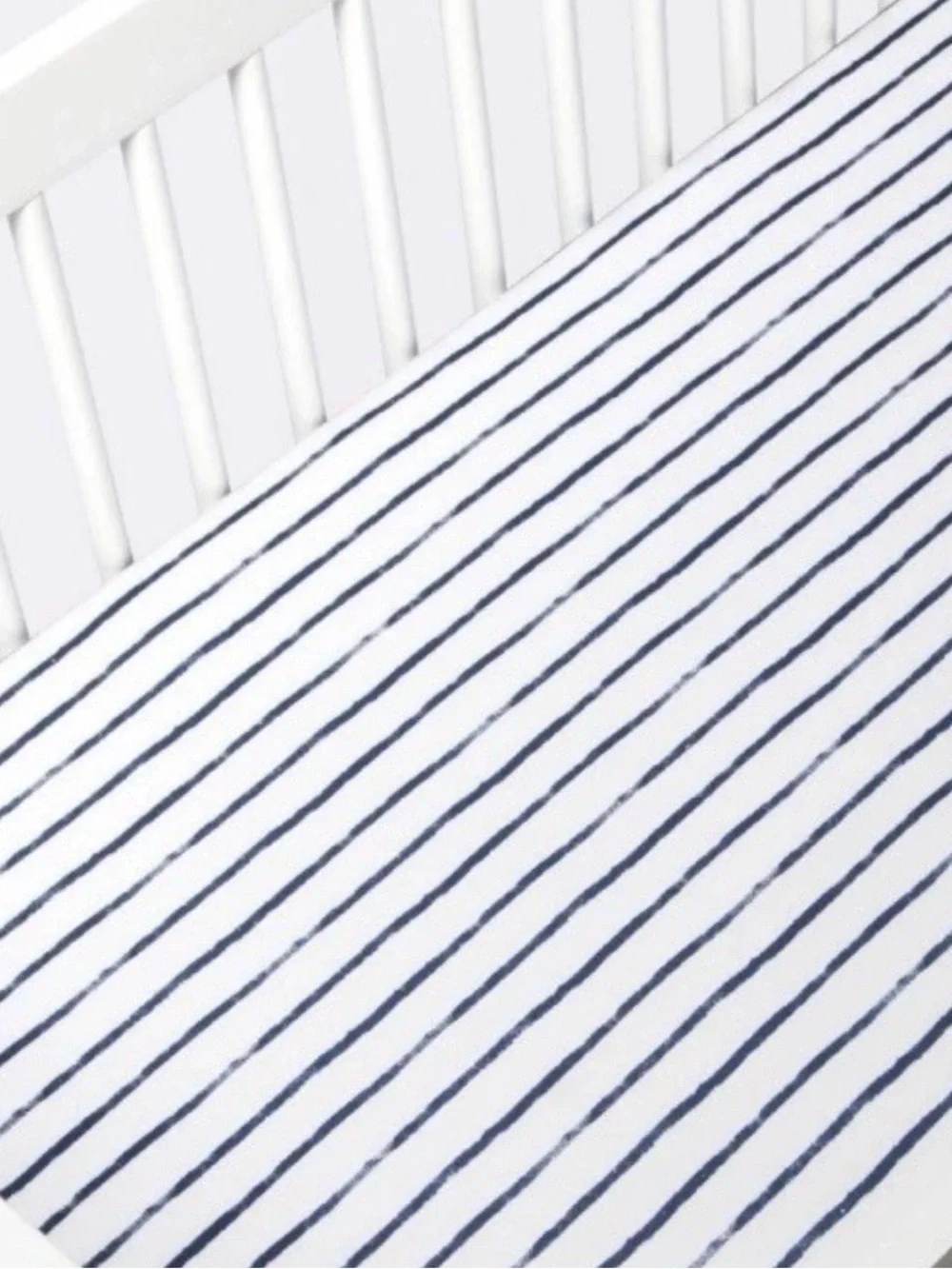 cloud island White and Navy Vertical Stripe Crib Fitted Sheet New